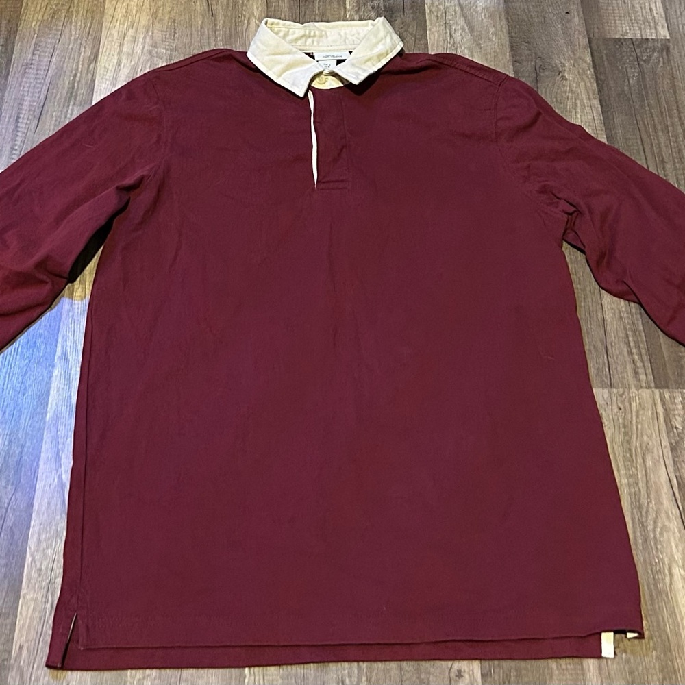 H&M Burgundy Polo Shirt with Cream Collar